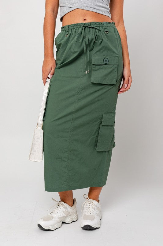 Off Duty Olive Cargo Skirt