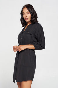 Classic Tencel Shirtdress in Black