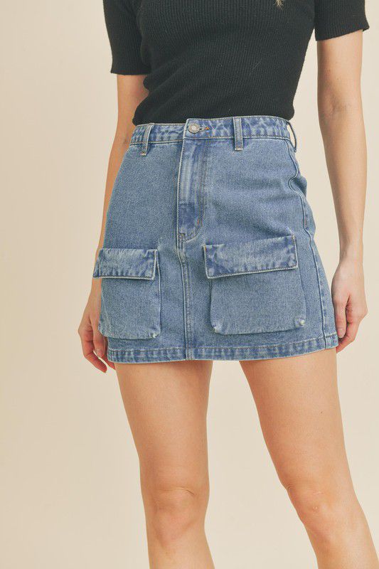 Cargo Denim Mini Skirt