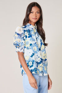 Zippy Seaside Mock Neck Blouse