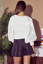 Load image into Gallery viewer, Silky Puff Sleeve White Top
