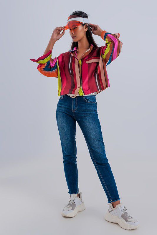 Eclectic Stripe Silk Blouse