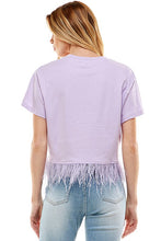 Load image into Gallery viewer, Lavender Feather Peplum Tee
