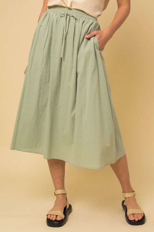 Flowing Midi Skirt in Sage