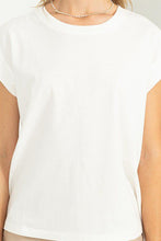 Load image into Gallery viewer, Must Be Love Cap Sleeve Tee in White
