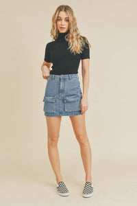 Cargo Denim Mini Skirt