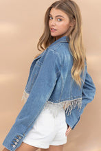 Load image into Gallery viewer, Bling Fringe Denim Jacket
