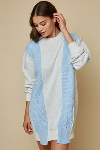 CableKnit Mix Sweatertshirt Dress