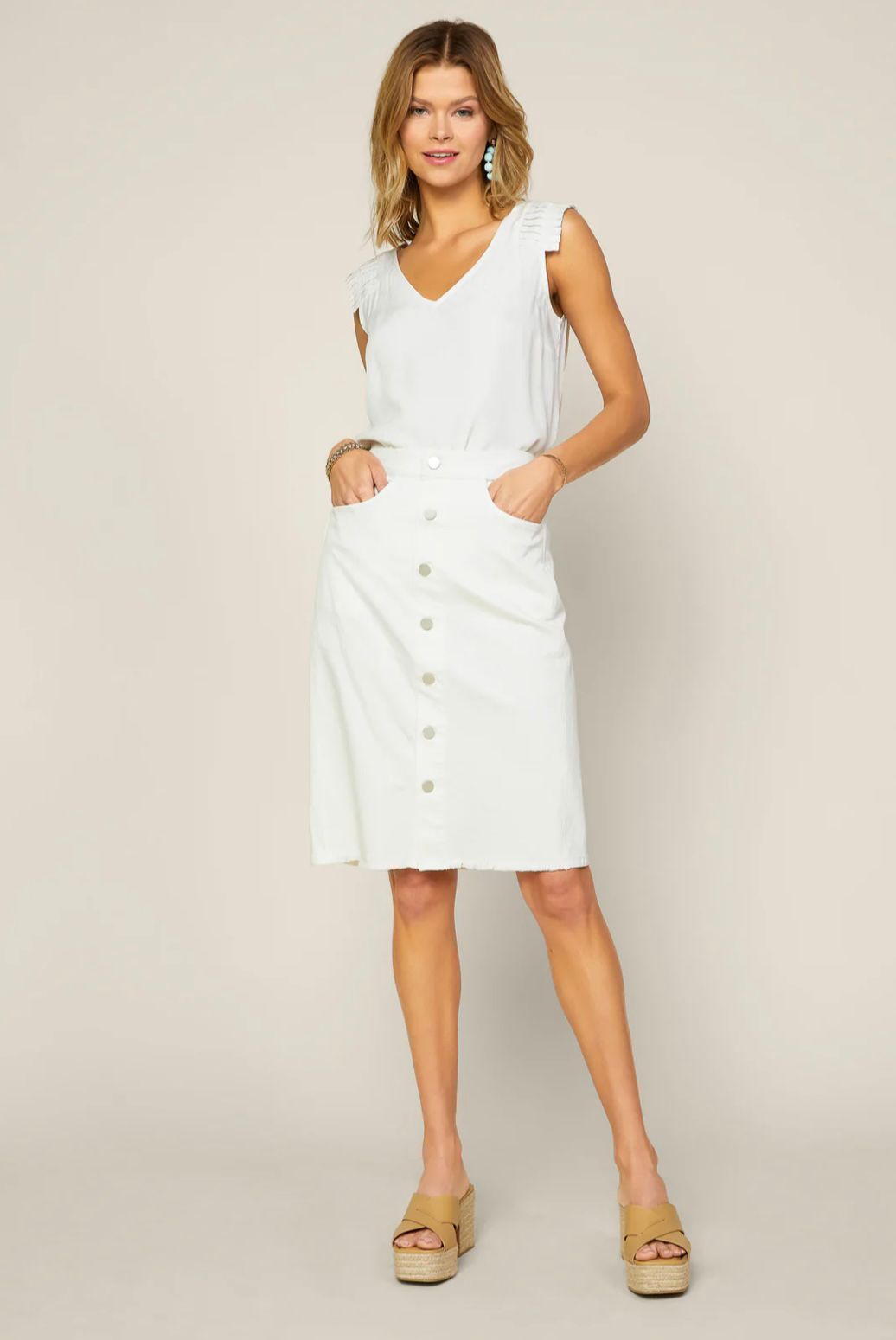 The White Denim Midi Skirt