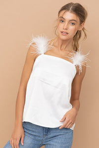 White Feather Silky Cami