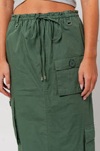 Load image into Gallery viewer, Off Duty Olive Cargo Skirt
