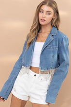 Load image into Gallery viewer, Bling Fringe Denim Jacket
