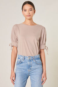 Tie Up Tee In Taupe